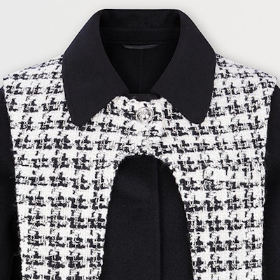 (Women) KARL LAGERFELD Black Colorblock Long Sleeve Single-Breasted Coat E37W1502 Sizing (Women) KARL LAGERFELD Black Colorblock Long Sleeve Single-Breasted Coat E37W1502