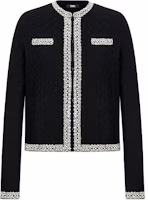 (Women) KARL LAGERFELD Black Colorblock Short Knit Cardigan Luxury Streetwear. 241E2064 (Women) KARL LAGERFELD Black Colorblock Short Knit Cardigan Luxury Streetwear. 241E2064