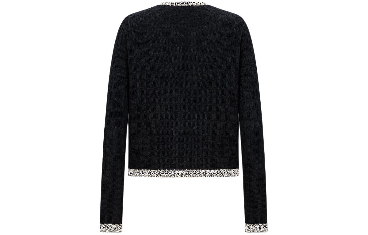 Lookbook (Women) KARL LAGERFELD  Black Colorblock Short Knit Cardigan Luxury Streetwear. 241E2064