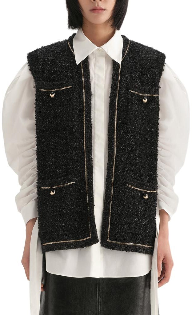 women-karl-lagerfeld-black-colorblock-striped-button-down-vest-236-l2035