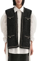 (Women) KARL LAGERFELD Black Colorblock Striped Button-Down Vest 236L2035 (Women) KARL LAGERFELD Black Colorblock Striped Button-Down Vest 236L2035