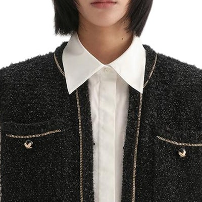 (Women) KARL LAGERFELD Black Colorblock Striped Button-Down Vest 236L2035 Details for (Women) KARL LAGERFELD Black Colorblock Striped Button-Down Vest 236L2035