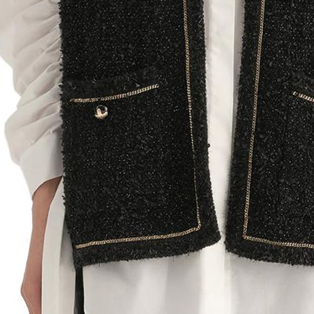 Cheap (Women) KARL LAGERFELD  Black Colorblock Striped Button-Down Vest 236L2035