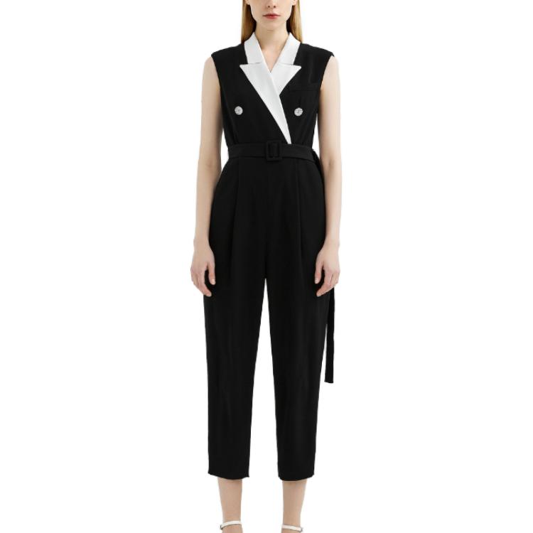 Lookbook (W) KARL LAGERFELD Jumpsuit Hitam Double-Breasted Bergaya Moden. 221L1325