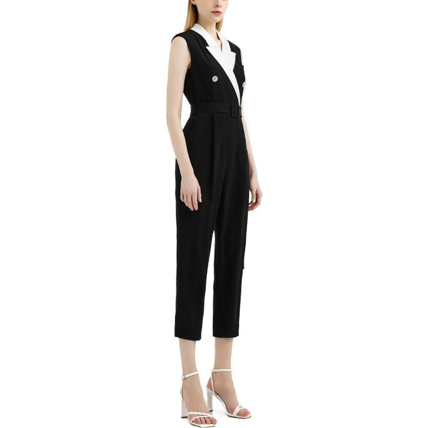 Purchase (W) KARL LAGERFELD Jumpsuit Hitam Double-Breasted Bergaya Moden. 221L1325
