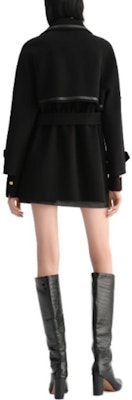 (W) KARL LAGERFELD Mantel Hitam Double-Breasted Sabuk Patchwork. E37W1503 Shop (W) KARL LAGERFELD Mantel Hitam Double-Breasted Sabuk Patchwork. E37W1503