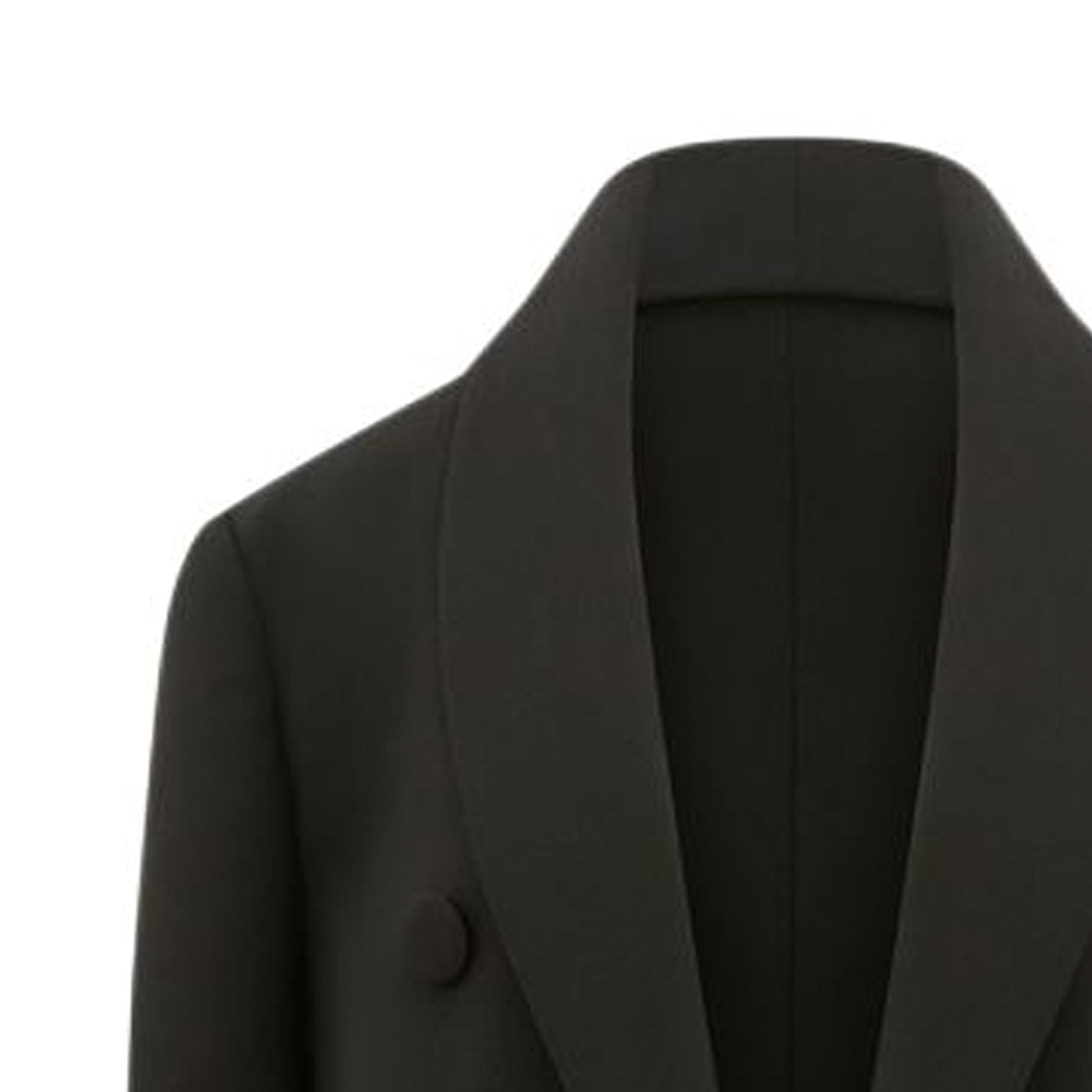 Sizing (Women) KARL LAGERFELD  Black Double-Breasted Short Blazer with Notched Lapel 231L1435