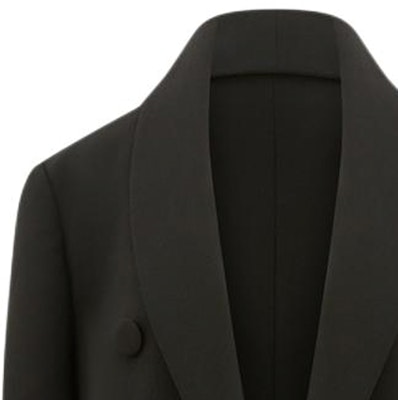(Women) KARL LAGERFELD Black Double-Breasted Short Blazer with Notched Lapel 231L1435 Sizing (Women) KARL LAGERFELD Black Double-Breasted Short Blazer with Notched Lapel 231L1435