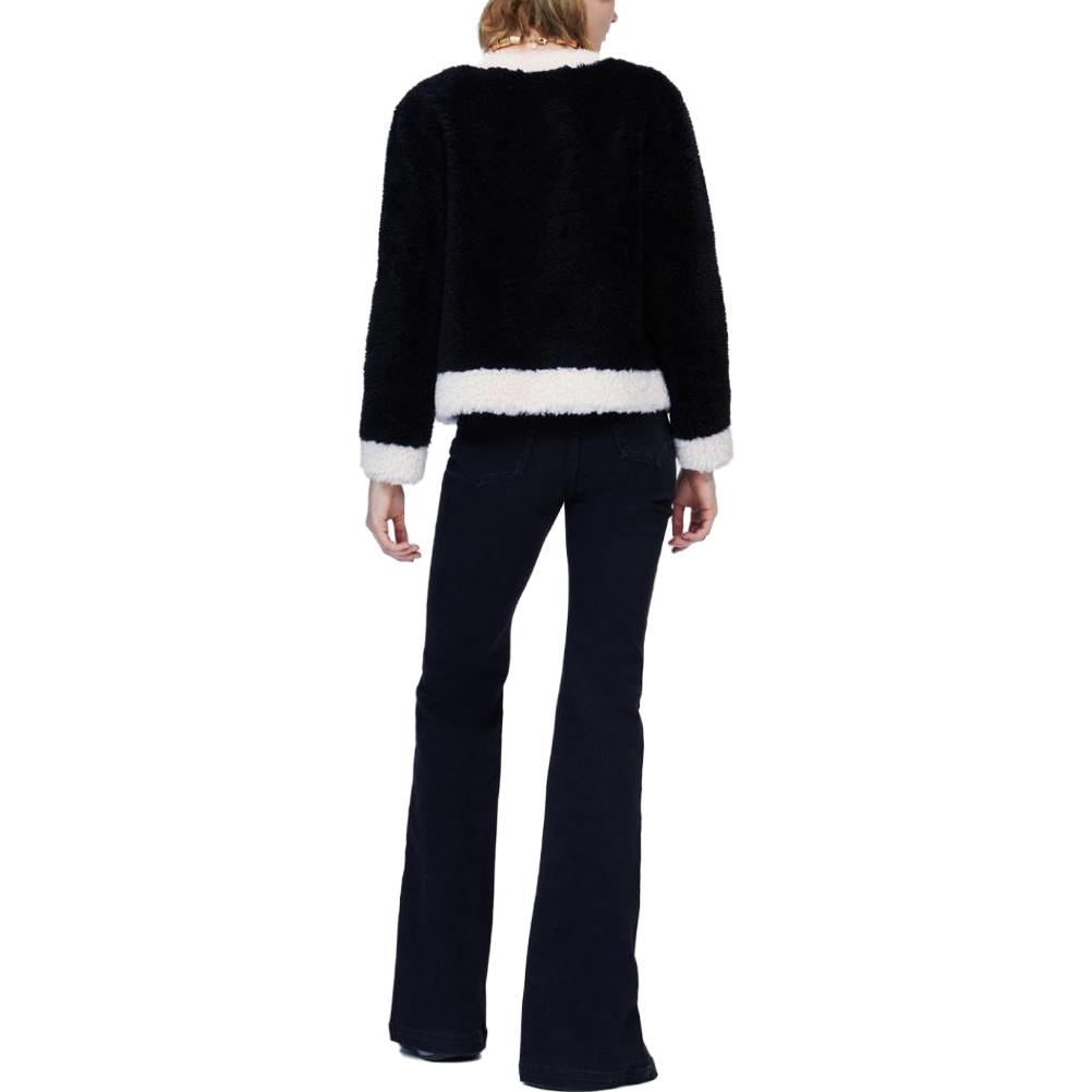 Shop (Women) KARL LAGERFELD  Black Faux Fur Long Sleeve Top with Contrast Pocket 226L1933999