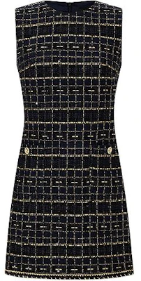 (Women) KARL LAGERFELD Black Gold Tweed Sleeveless Mini Dress SS24 E41W1315 Buy (Women) KARL LAGERFELD Black Gold Tweed Sleeveless Mini Dress SS24 E41W1315