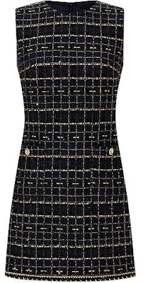 (Women) KARL LAGERFELD Black Gold Tweed Sleeveless Mini Dress SS24 E41W1315 Order (Women) KARL LAGERFELD Black Gold Tweed Sleeveless Mini Dress SS24 E41W1315