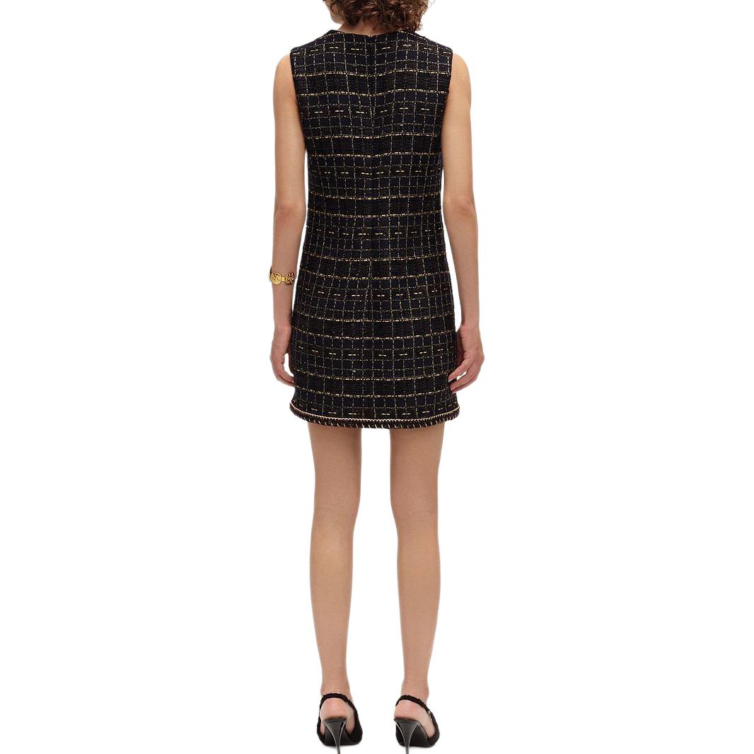 (Women) KARL LAGERFELD  Black Gold Tweed Sleeveless Mini Dress SS24 E41W1315 圖 4