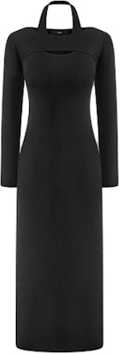 (Women) KARL LAGERFELD Black Halterneck Midi Knit Long Sleeve Dress SS24 241L1330 Order (Women) KARL LAGERFELD Black Halterneck Midi Knit Long Sleeve Dress SS24 241L1330
