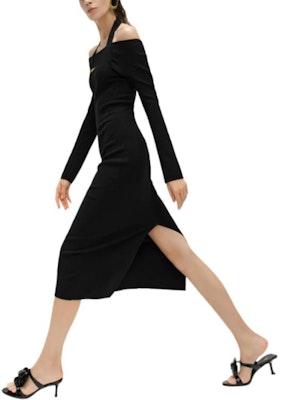 (Women) KARL LAGERFELD Black Halterneck Midi Knit Long Sleeve Dress SS24 241L1330 Purchase (Women) KARL LAGERFELD Black Halterneck Midi Knit Long Sleeve Dress SS24 241L1330