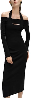 (Women) KARL LAGERFELD Black Halterneck Midi Knit Long Sleeve Dress SS24 241L1330 Details for (Women) KARL LAGERFELD Black Halterneck Midi Knit Long Sleeve Dress SS24 241L1330