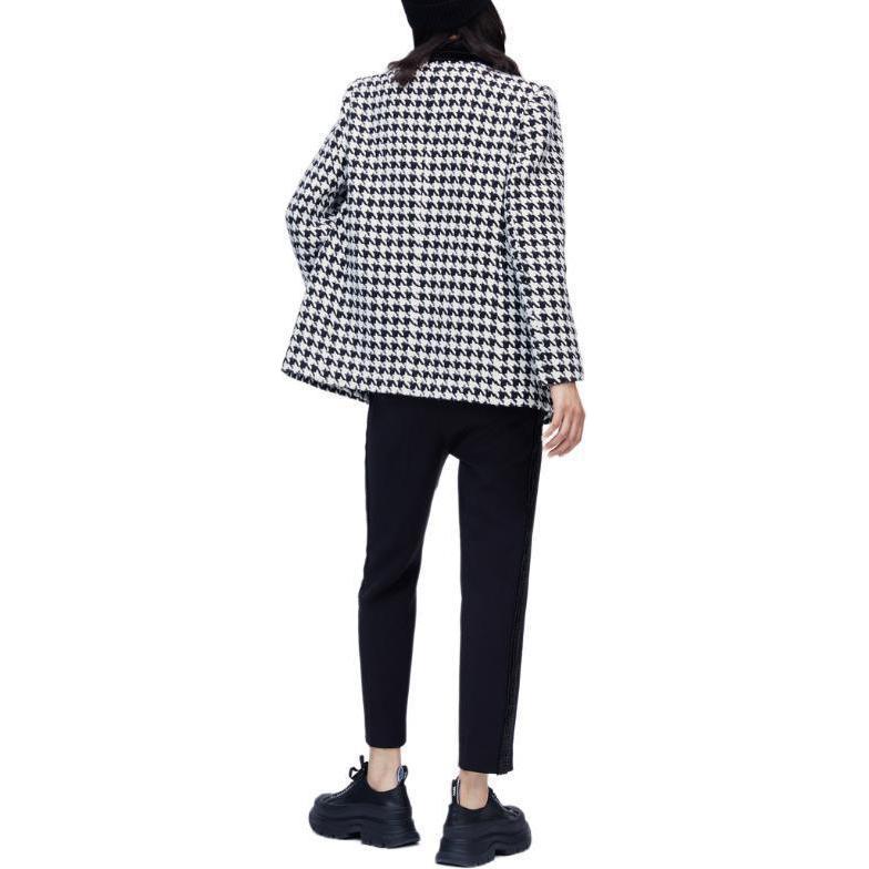 (Women) KARL LAGERFELD  Black Houndstooth Double-Breasted Casual Blazer. 226L1432 圖 4