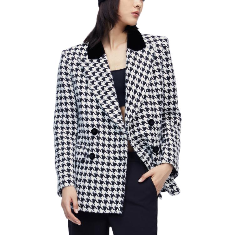 (Women) KARL LAGERFELD  Black Houndstooth Double-Breasted Casual Blazer. 226L1432 圖 6