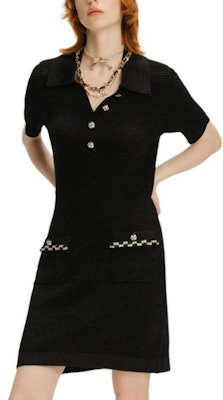 (Women) KARL LAGERFELD Black Knit Short Sleeve V-Neck Crystal Dress. 241L1327 Lookbook (Women) KARL LAGERFELD Black Knit Short Sleeve V-Neck Crystal Dress. 241L1327