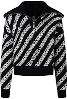 (Women) KARL LAGERFELD Black Knit Sweater with Letter Collar Design. 226L2057 (Women) KARL LAGERFELD Black Knit Sweater with Letter Collar Design. 226L2057