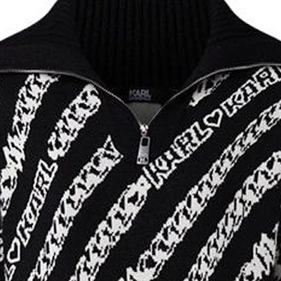 (Women) KARL LAGERFELD Black Knit Sweater with Letter Collar Design. 226L2057 Sizing (Women) KARL LAGERFELD Black Knit Sweater with Letter Collar Design. 226L2057