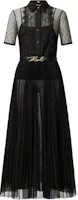 (Women) KARL LAGERFELD Black Lace Trim Short Sleeve Button-Up Dress 241L1371 (Women) KARL LAGERFELD Black Lace Trim Short Sleeve Button-Up Dress 241L1371