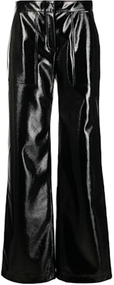(Women) KARL LAGERFELD Black Leather Pants with Zipper Pockets High-Street Style. 226W1003999 Buy (Women) KARL LAGERFELD Black Leather Pants with Zipper Pockets High-Street Style. 226W1003999