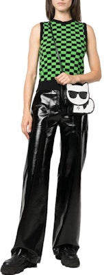 (Women) KARL LAGERFELD Black Leather Pants with Zipper Pockets High-Street Style. 226W1003999 Lookbook (Women) KARL LAGERFELD Black Leather Pants with Zipper Pockets High-Street Style. 226W1003999