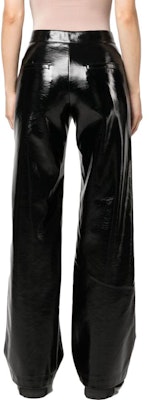 (Women) KARL LAGERFELD Black Leather Pants with Zipper Pockets High-Street Style. 226W1003999 Shop (Women) KARL LAGERFELD Black Leather Pants with Zipper Pockets High-Street Style. 226W1003999