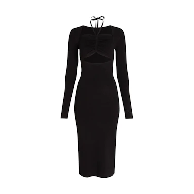 (Women) KARL LAGERFELD Black Long-Sleeve Midi Dress 235W1312999