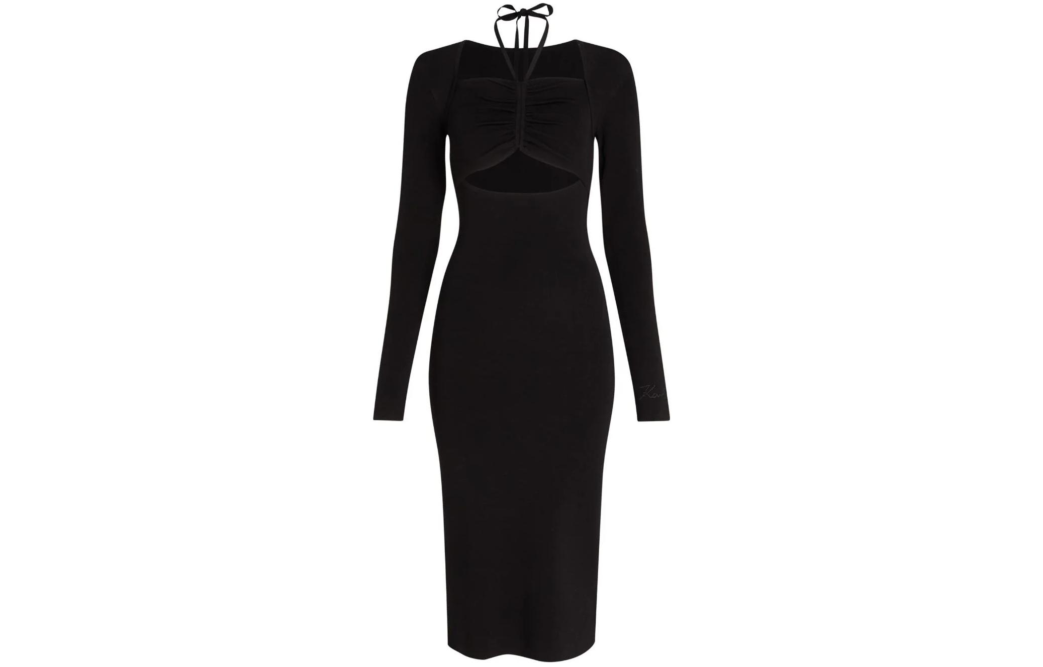 Order (Women) KARL LAGERFELD  Black Long-Sleeve Midi Dress 235W1312999