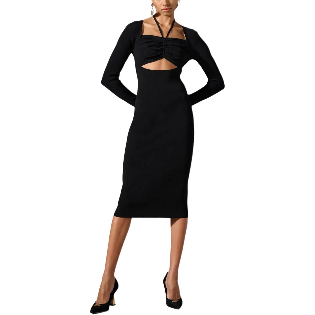 Lookbook (Women) KARL LAGERFELD  Black Long-Sleeve Midi Dress 235W1312999