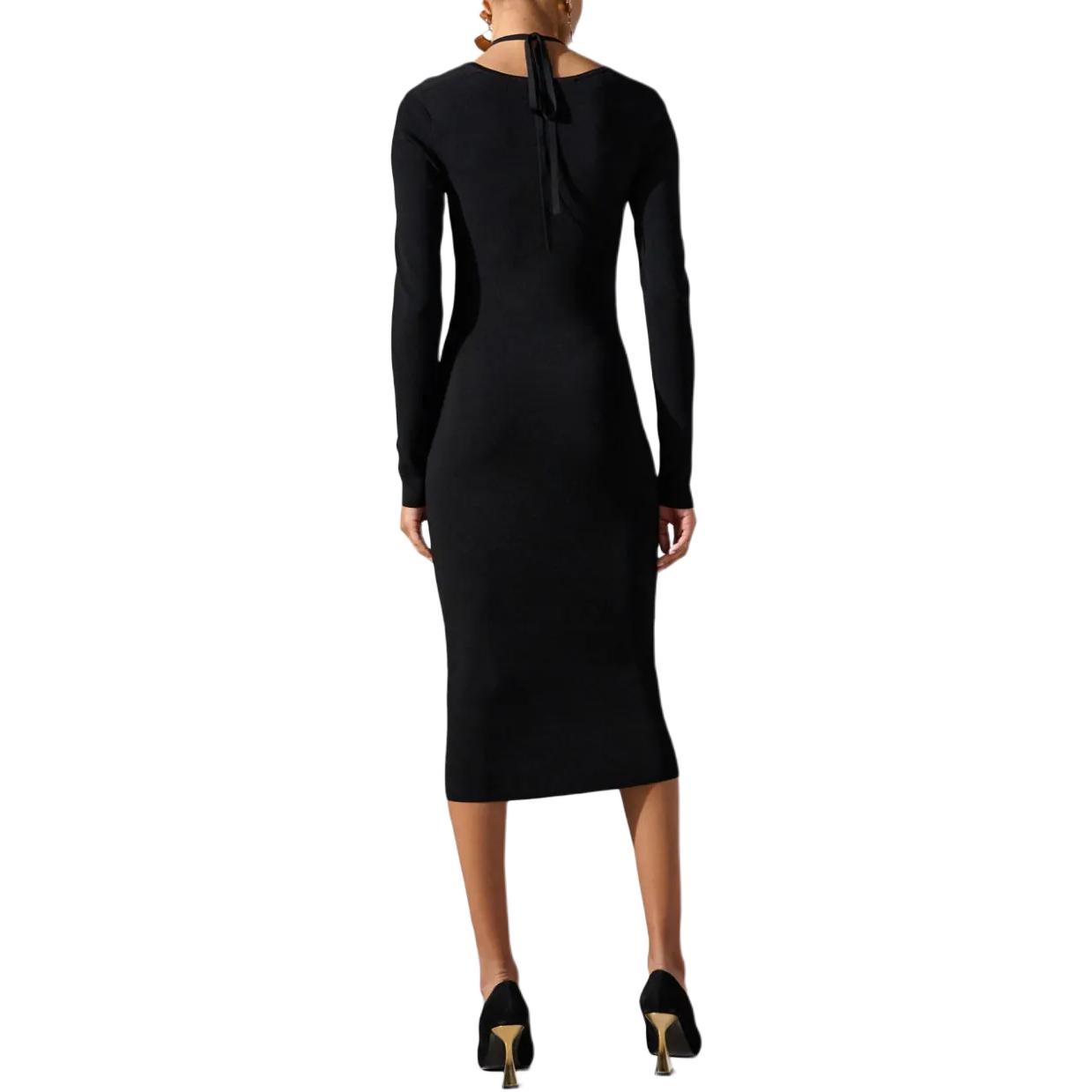 Shop (Women) KARL LAGERFELD  Black Long-Sleeve Midi Dress 235W1312999