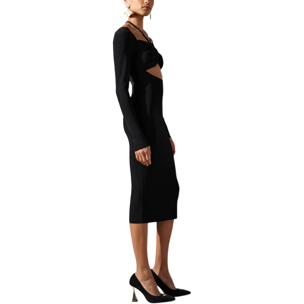 Purchase (Women) KARL LAGERFELD  Black Long-Sleeve Midi Dress 235W1312999
