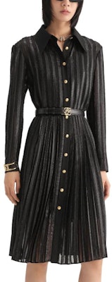 (Women) KARL LAGERFELD Black Long-Sleeve Woven Dress with Pointed Collar 236L13E6 Purchase (Women) KARL LAGERFELD Black Long-Sleeve Woven Dress with Pointed Collar 236L13E6