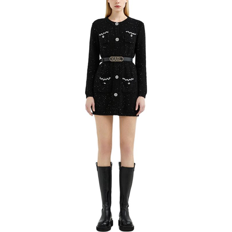 (Women) KARL LAGERFELD  Black Long Sleeve Casual Dress with Button Detail. 221L2051 圖 3