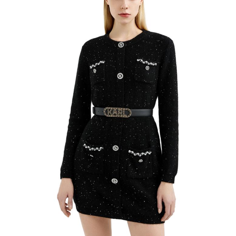 (Women) KARL LAGERFELD  Black Long Sleeve Casual Dress with Button Detail. 221L2051 圖 5