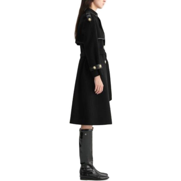 Lookbook (Women) KARL LAGERFELD  Black Long Sleeve Patchwork Overcoat Jacket. E37W1504999