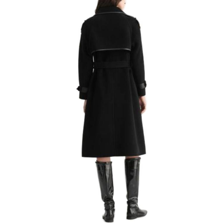 Shop (Women) KARL LAGERFELD  Black Long Sleeve Patchwork Overcoat Jacket. E37W1504999