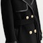 Sizing (Women) KARL LAGERFELD Black Long Sleeve Patchwork Overcoat Jacket. E37W1504999