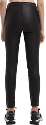 (Women) KARL LAGERFELD Black Mid-Waist Straight Leather Pants Casual 203W1900 Purchase (Women) KARL LAGERFELD Black Mid-Waist Straight Leather Pants Casual 203W1900