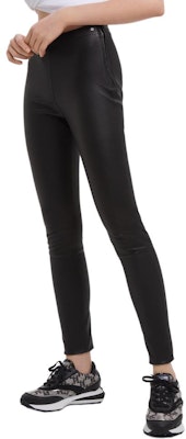 (Women) KARL LAGERFELD Black Mid-Waist Straight Leather Pants Casual 203W1900 Details for (Women) KARL LAGERFELD Black Mid-Waist Straight Leather Pants Casual 203W1900