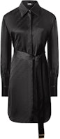 (Women) KARL LAGERFELD Black Midi Belted Long-Sleeve Shirt Dress 236L1351 (Women) KARL LAGERFELD Black Midi Belted Long-Sleeve Shirt Dress 236L1351