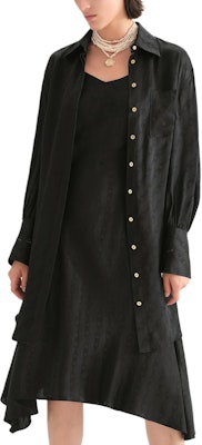 (Women) KARL LAGERFELD Black Midi Belted Long-Sleeve Shirt Dress 236L1351 Lookbook (Women) KARL LAGERFELD Black Midi Belted Long-Sleeve Shirt Dress 236L1351