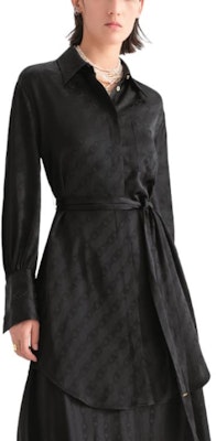 (Women) KARL LAGERFELD Black Midi Belted Long-Sleeve Shirt Dress 236L1351 Purchase (Women) KARL LAGERFELD Black Midi Belted Long-Sleeve Shirt Dress 236L1351