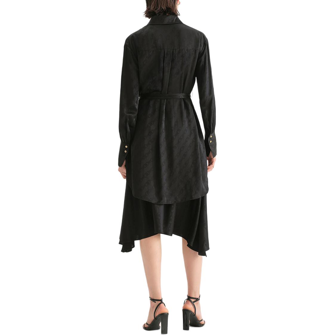 Details for (Women) KARL LAGERFELD  Black Midi Belted Long-Sleeve Shirt Dress 236L1351