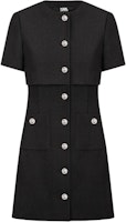 (Women) KARL LAGERFELD Black Midi Button-Up Short Sleeve Dress E41W1397 (Women) KARL LAGERFELD Black Midi Button-Up Short Sleeve Dress E41W1397
