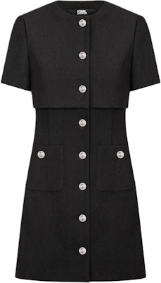 (Women) KARL LAGERFELD Black Midi Button-Up Short Sleeve Dress E41W1397 Buy (Women) KARL LAGERFELD Black Midi Button-Up Short Sleeve Dress E41W1397
