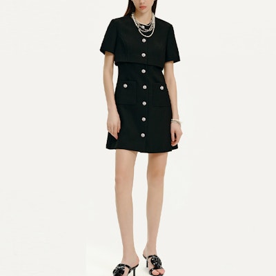 (Women) KARL LAGERFELD Black Midi Button-Up Short Sleeve Dress E41W1397 Lookbook (Women) KARL LAGERFELD Black Midi Button-Up Short Sleeve Dress E41W1397
