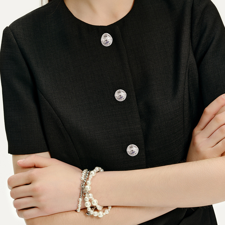 Details for (Women) KARL LAGERFELD  Black Midi Button-Up Short Sleeve Dress E41W1397