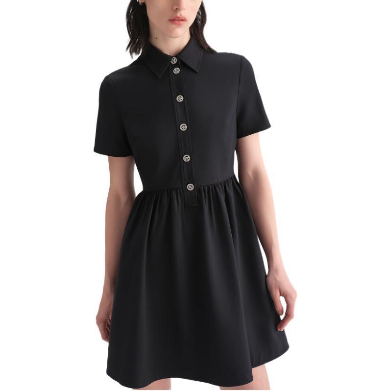 Lookbook (W) KARL LAGERFELD Vestido Negro Midi Cuadrado Manga Corta SS24 Casual E32L1325-201413